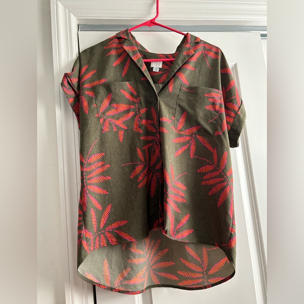 A New Day Floral Button-down with pocket